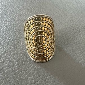 Anna Beck Sterling Silver & 18K Gold Plated Saddle Ring Size 7.5